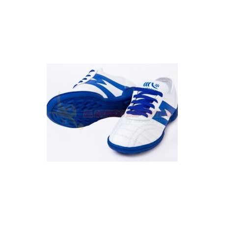 2047-Tenis de fútbol marca Manríquez mod MID TM color blanco con azul rey