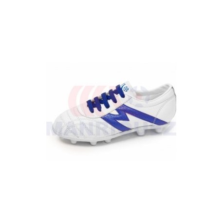 2049-Zapato de fútbol marca Manríquez infantil mod MID TX color blanco con azul rey