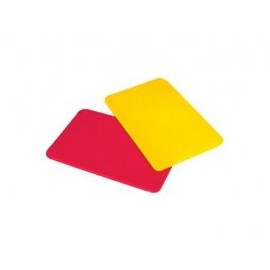 Tarjeta de arbitro roja y amarilla plastico